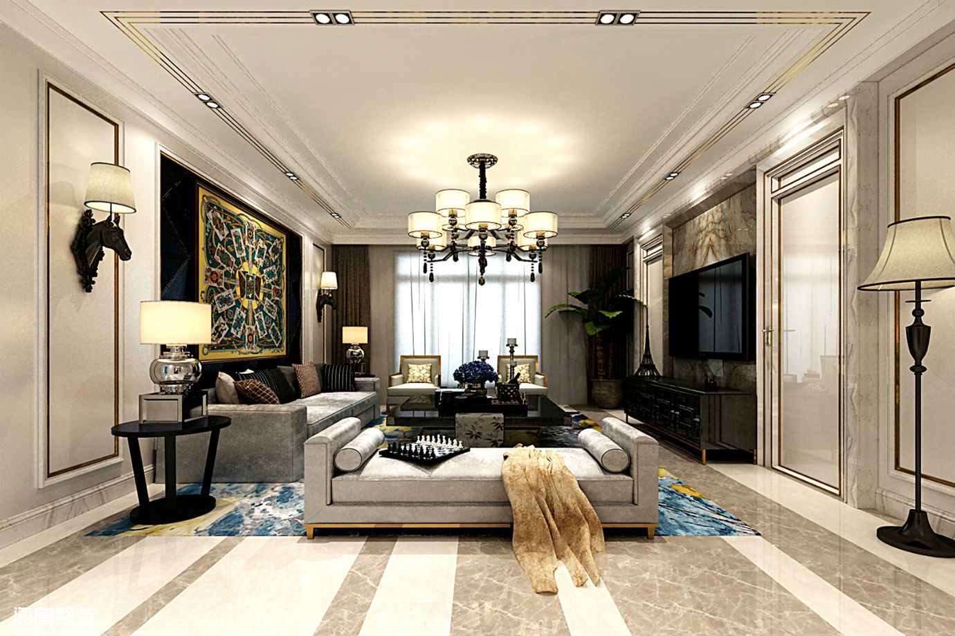 万锦紫园 -三室两厅-140m²-后现代风格